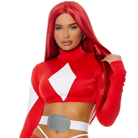 Long Straight Red Wig with Center Part Unisex - Picture 4 of 4